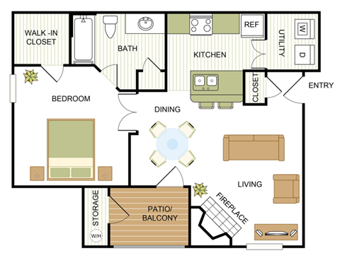 A1 Floor Plan at Hayden on West Ave, San Antonio, TX, 78216